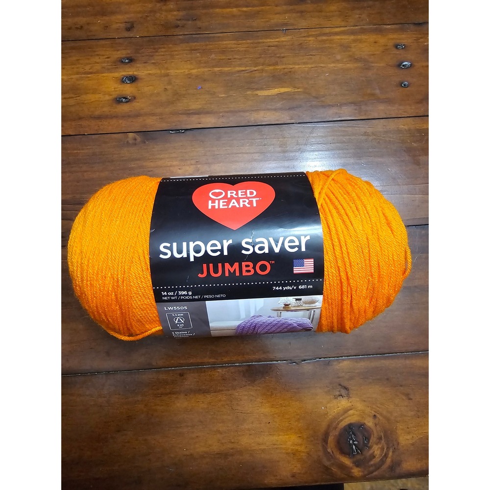 Red Heart Super Saver Jumbo‎ Yarn Pumpkin Orange Acrylic LW5505
